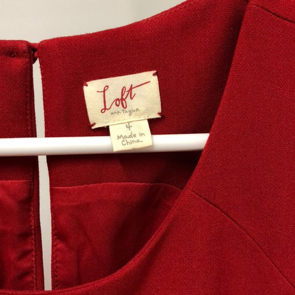 LOFT Red Pleated Dress - Picture 6 of 6